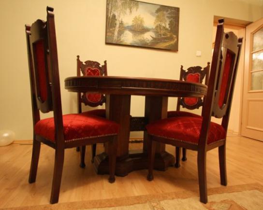  MASYWNY STÓŁ KARCIAK NA PODWÓJNEJ NODZE 1900